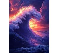 Sea Diamond Art, 5D Diamond Painting Landscape, DIY Full Drill Gem Art Kits Adults Beginner Mosaic Making Kits, Cross Stitch Crystal Paintings Craft for Room Decor, Gifts for Women 40x55cm - 1F21O
