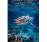 Sea Diamond Art, 5D DIY Diamond Painting Kits Shark, Full Drill Crystal Art Painting Kits for Adults Beginners, DIY Cross Stitch Embroidery Crafts Pictures, Home Wall Decor, Gifts, 100x135cm 7-7736