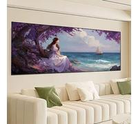 Sea Diamond Art Kits Adults, 150x50cm Woman Large Diamond Painting Kit with Square Diamonds, Full Drill DIY Gem Art Crystal Cross Stitch Embroidery Kit Crafts for Adults, Home Room Decor, Gifts 0R-164