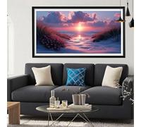 Sea Diamond Art Kits Adults, 5D Dimond Painting Sunset Paint by Numbers for Adults, Large Diamond Art 12x24inch, DIY Crafts Mosaic Kits Canvas Paintings for Autumn Bedroom Decor Christmasn Y6-779