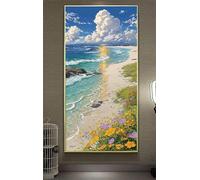 Sea Diamond Art Kits Adults, Diamond Painting Beach Crystal Art Kits for Adults Kids, 5D Square Gem Dots Mosaic Embroidery Paintings Crafts Beginners, Gifts for Women, Home Wall Decor 60x120cm gf0-7r