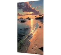 Sea Diamond Art Kits Adults, Diamond Painting Beach Crystal Art Kits for Kids Beginners, 5D Full Drill Square Gem Dots Rhinestone Embroidery Paintings Crafts, Hobbies for Adults Women 50x100cm w7-13bd