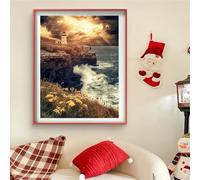Sea Diamond Art Lighthouse Diamond Art Kits Adults 5D Square Drill Diaond Painting, Cross Stitch Arts Crafts Pictures Embroidery Kit for Beginner for Home Wall Decor, Gifts for Women 60x180cm J0-124