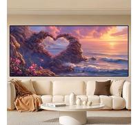 Sea Diamond Art Painting, 5D Landscape Diamond Painting kit, Large 95x45cm/18x38in Dimond Art for Adults, DIY Crystal Art Gem Embroidery Crafts kits, Hobbies for Adults Women, Home Wall Decor 0R-162