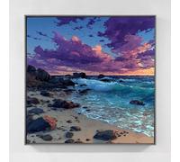 Sea Diamond Painting Beach Diamond Art Kits Adults, 5D Crystal Art Kits for Adults Kids DIY Square Full Drill Gem Art Craft Paintings Embroidery Kits Beginners Home Wall Decor Gifts 12x12in u7-rf12