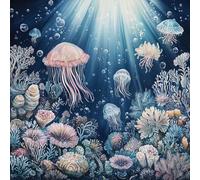 Sea Diamond Painting Kits for Adults, Diamond Art Kits for Adults Beginners, 5D Full Drill Paint with Diamonds Pictures, Round Dimond Crystal Gem Art for Home Wall Decor 27.56x27.56in 855