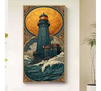 Sea Diamond Painting Lighthouse Diamond Art Kits Adults, 5D Crystal Art Kits for Adults Kids DIY Square Full Drill Gem Art Dots Craft Paintings Embroidery Kits Home Wall Decor Gifts 50x100cm tb6-r