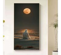 Sea Diamond Painting Moon Diamond Art Kits Adults, 5D Crystal Art Kits for Adults Kids DIY Round Full Drill Gem Art Dots Craft Paintings Pictures Embroidery Kits Home Wall Decor Gifts 40x80cm bd68-u