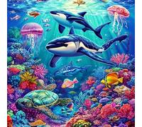 Sea DIY Diamond Art Kits Adults, Diamond Painting for Wall Decor, Turtle 5D Round Full Drill Crystal Art Kits, Cross Stitch Embroidery Crafts Pictures for Adults Beginners, Gifts, 20x20in 5-3270