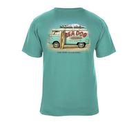 SEA DOG Vintage Graphic Logo T-Shirt Garment Dyed 100% Ringspun Cotton, Relaxed Fit, Pre-Shrunk, Printed in USA, Wax Van, Seafoam, Medium