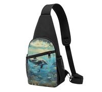 Sea Dolphin Printed Chest Bag Sling Bag for Men Women, Outdoor Crossbody Fanny Packs Hiking Chest Packs Sport Daypacks