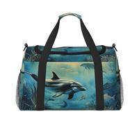 Sea Dolphin Printed Travel Duffle Bag for Men Women Large Sport Gym Bag Handbag with Shoulder Strap for Travel Weekend Fishing Hunting