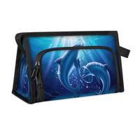 Sea Dolphins Travel Toiletry Bag for Women Men Girls Boys Oceans Dolphins Multifunctional Makeup Pouch Bag Wash Toiletries Cosmetic Organizer Shower Bag