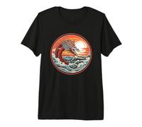 Sea Dragon #17 Head Above Waves Red Sunset Retro Premium T-Shirt