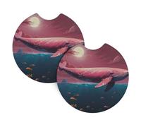 sea Dream Nuclear Whale Car Cup Holder Anti-Skid mat 2.7-inch 2-Piece Set - Multi-Functional Cup Holder mat Recommended by Female car Owners