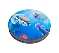 Sea Drum Hand Beat Drum Ocean Wave Bead Percussion Toy with Fish Patton for Kids Child Baby Blue 13Inch hand beat