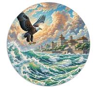Sea Eagle Striking Waves 1000 Pieces Jigsaw Puzzle for Adults And Kids Art Round Jigsaw Puzzle Difficult Challenge for Adults Family Game Stress Reliever Expert Skill Level 1000pcs (67.5x67.5cm)