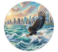 Sea Eagle Striking Waves 1000 Pieces Jigsaw Puzzle for Adults And Kids Art Round Jigsaw Puzzle Difficult Challenge for Adults Family Game Stress Reliever Expert Skill Level 1000pcs (67.5x67.5cm)