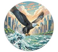 Sea Eagle Striking Waves 1000 Pieces Jigsaw Puzzle for Adults And Kids Art Round Puzzle Unique Challenge Family Game Stress Reliever Expert Skill Level 1000pcs (67.5x67.5cm)