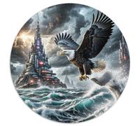 Sea Eagle Striking Waves 1000 Pieces Jigsaw Puzzles 12 Years And Up Art Round Jigsaw Puzzle Unique Challenge Family Game Stress Reliever Expert Skill Level 1000pcs (67.5x67.5cm)