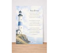 Sea-Fever Poem Print by John Masefield, Wall Art with Lighthouse. Size A4 | Watercolour Illustration, Nautical Decor, Ocean Theme, Classic Poetry, Wall Poster