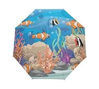 Sea Fish Automatic Foldable Umbrella UV Protection Auto Open Close Folding Sun Blocking Umbrellas for Travel Women Boys Girls