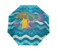 Sea Fish Automatic Foldable Umbrella UV Protection Auto Open Close Folding Sun Blocking Umbrellas for Travel Women Boys Girls