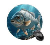 Sea Fish Mouse Pad Round Laptop Mouse Mat Cute Computer Mousepad Keyboard Pad Non-Slip Desk Pads for Gaming Office Work Home
