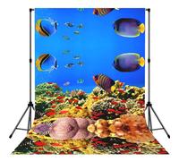 Sea Fish Pattern Print 5x7ft Backdrop Curtain With Hanging Pocket Back Drop Photography Accessories For Live Streaming