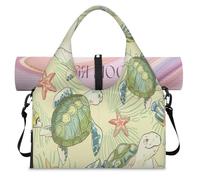 Sea Fish Turtle Starfish Sports Duffel Bag for Women Men Sea Weekend Overnight Bag with Shoe Compartment Shoulder Tote Luggage Bag for Yoga Gym Travel