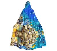 Sea Fishes Print Hooded Cloak Cape Costume Robe
