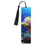 Sea Fishes Wood Bookmark for Book Lovers Birthday Teachers Gift, Handmade Craft Book Marks Ornaments with Tassel Exquisite Reading Page Markers for Men Women