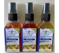 Sea Fishing CRAB CART - MACKEREL - RAGWORM - 3 x 50ml Natural Saline Bait Sprays for Bass, Cod, Pollock and Mackerel lures