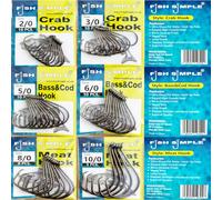 Sea Fishing Hooks selection pack INCLUDES 2/0 3/0 5/0 6/0 8/0 10/0 Bass, Cod, Tope Pollock. Circle hooks