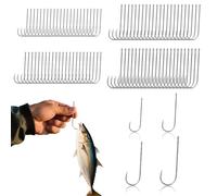 Sea Fishing Hooks - VLYX 96 PCS Barbed Aberdeen Hooks, Long Shank Wide Gape Size 1#, 1/0, 2/0, 3/0 - High Carbon Steel Lightweight for Sea Fishing