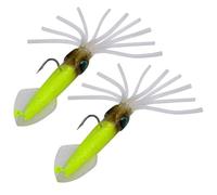 Sea Fishing Lure, Glow In The Dark Artificial Squid Lures 2pcs Set Perfect For Sea Fishing With Hooks And Built In Sinker(13.5cm 35.5g F)