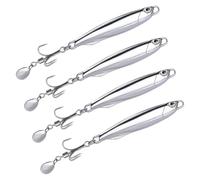Sea Fishing Lures, 4 Pcs Bass Lures Sea Fishing Uk, F ishing Spinners, Spinners For F ishing, Mackerel L ures, 30g Metal Jigs & Spoons UK for Mackerel, Bass, Cod & Pike - Silver 10cm