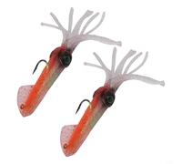 Sea Fishing Lures Prerigged Squid Jig with Realistic 3D Eyes and Glow In The Dark Body for Targeting Tuna, Pike, Marlin, and Other Offshore Species (13.5cm 35.5g E)