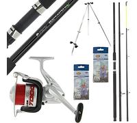 Sea Fishing Rod Beachcaster 12ft 3pc 1BB Reel Spooled with 20lb Line & 180cm Telescopic Tripod Complete Setup