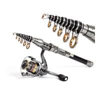 Sea Fishing Rod, Telescopic Throwing Pole Carbon Fiber 1.5m | Seven Section Build, Stainless Guide Ring and Alloy Reel Seat, Silver Finish for Line and Spinning Reels