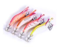 Sea Fishing Simulation Light Wooden Shrimps 8cm 8g Bait of Luminous Plastic Shrimp Calmar Shrimp Jig Lures Peach At Night Dawn