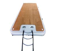 Sea Floating Brushed Wood Grain Air Cushion Inflatable Gymnastics Mat, Non-Slip Yoga Mat Pvc Inflatable Water Floating Bed,3 * 3m/9.8 * 9.8ft