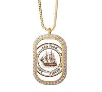 Sea Food Boat Classic Country City Necklace Pendant Diamond Crystal Golden Jewelry