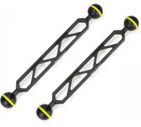 Sea Frogs 9-Inch Double Ball Arm, 1-Inch Diameter, Black with Yellow O-Ring, for Camera Clamp and Flashlight (HZB-AM-10 2PCS)