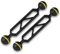 Sea Frogs 9-Inch Double Ball Arm, 1-Inch Diameter, Black with Yellow O-Ring, for Camera Clamp and Flashlight (HZB-DA-1 2PCS)