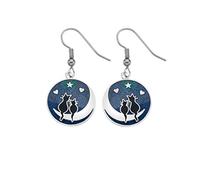 Sea Gems Cat & Moon Earrings
