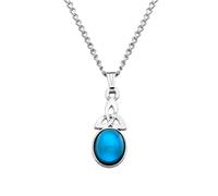 Sea Gems Celtic Trinity Knot Oval Colour Changing Mood Necklace Womans Silver Plated