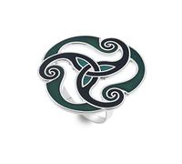 Sea Gems Celtic Triskele Enamel Scarf Ring (Green)
