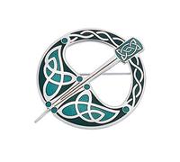 Sea Gems Green Tara Celtic Brooch Silver Plated Gift Packaging