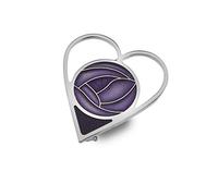 Sea Gems Ladies Enamelled 42Mm Heart Shaped Mackintosh Rose Inspired Brooch with Gift Box (Purple)